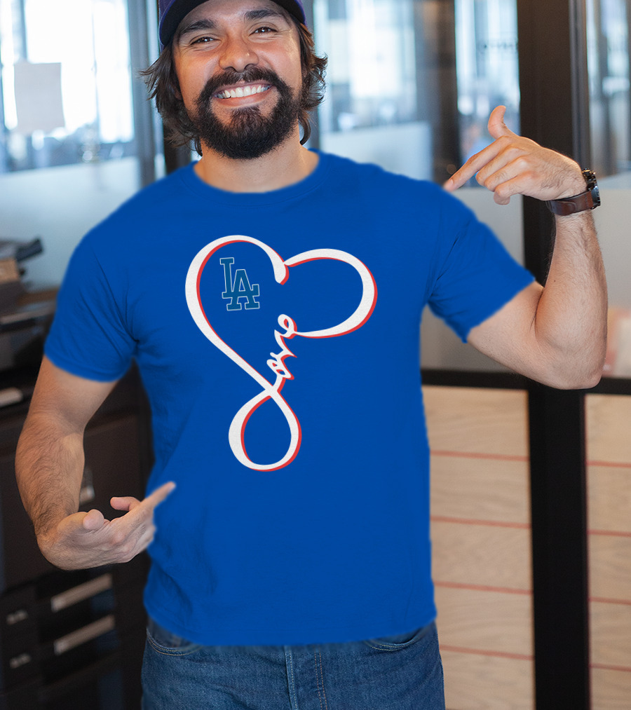 LA Dodgers Love Script With Heart-Shaped T-Shirt