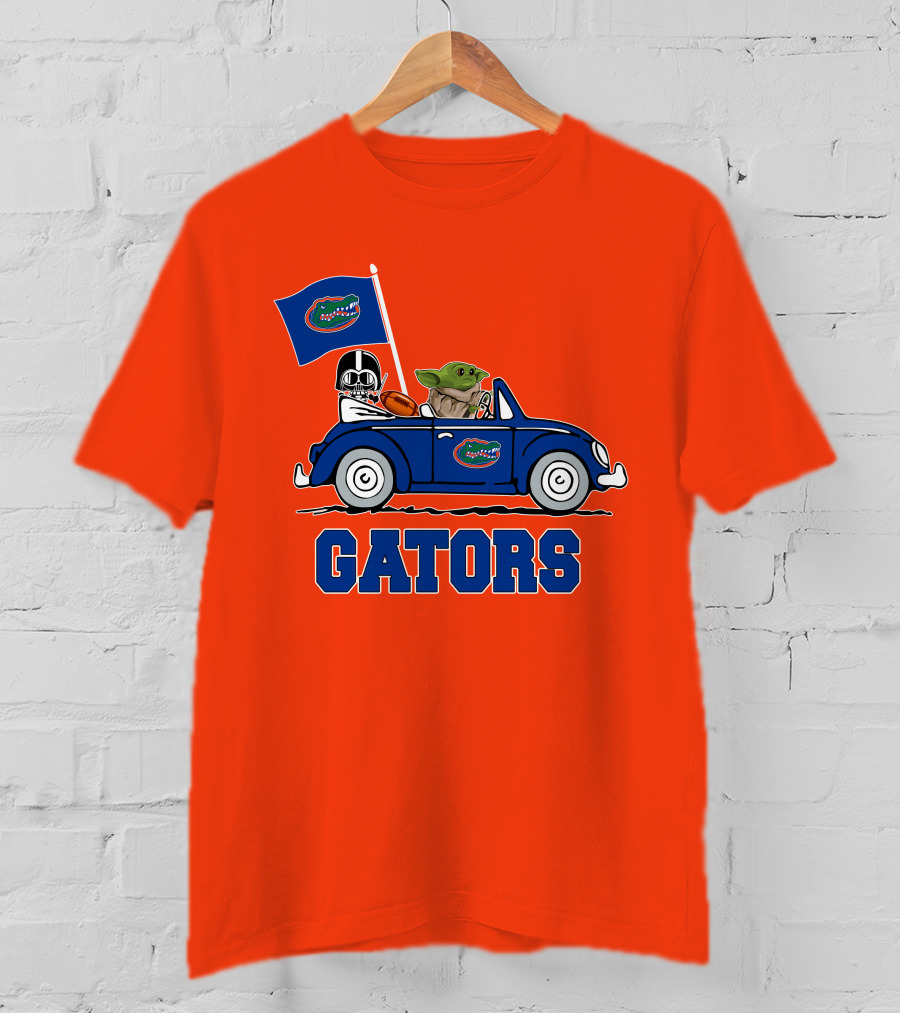 Florida Gators Darth Vader Baby Yoda Driving Car Star Wars Football T-Shirt
