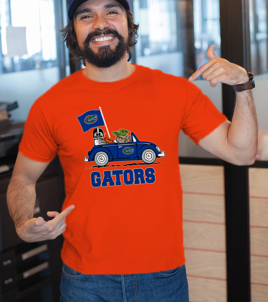 Florida Gators Darth Vader Baby Yoda Driving Car Star Wars Football T-Shirt