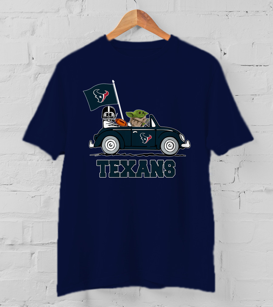 Houston Texans Baby Yoda And Darth Vader Car Adventure Star Wars T-Shirt