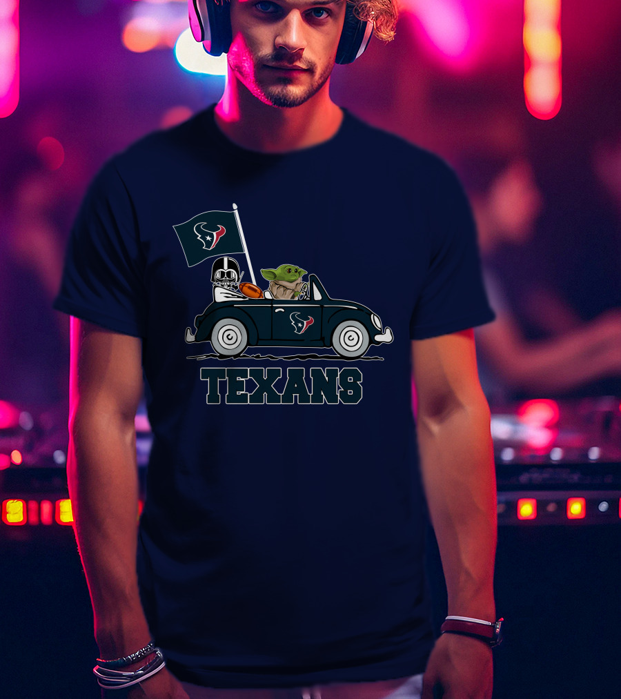 Houston Texans Baby Yoda And Darth Vader Car Adventure Star Wars T-Shirt