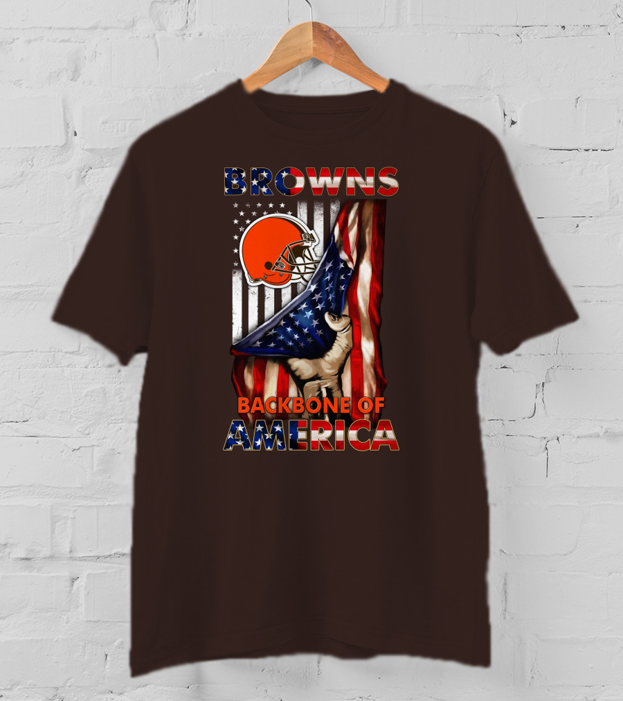 Browns Backbone Of America Cleveland Browns American Flag T-Shirt