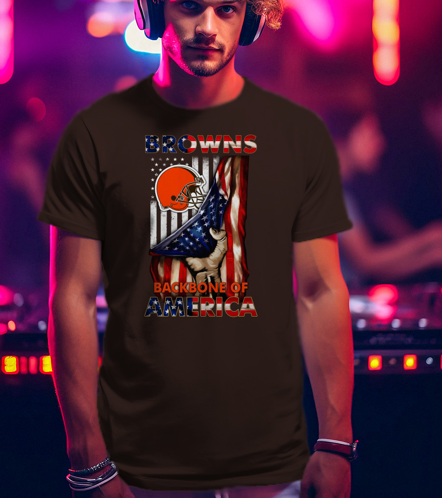 Browns Backbone Of America Cleveland Browns American Flag T-Shirt