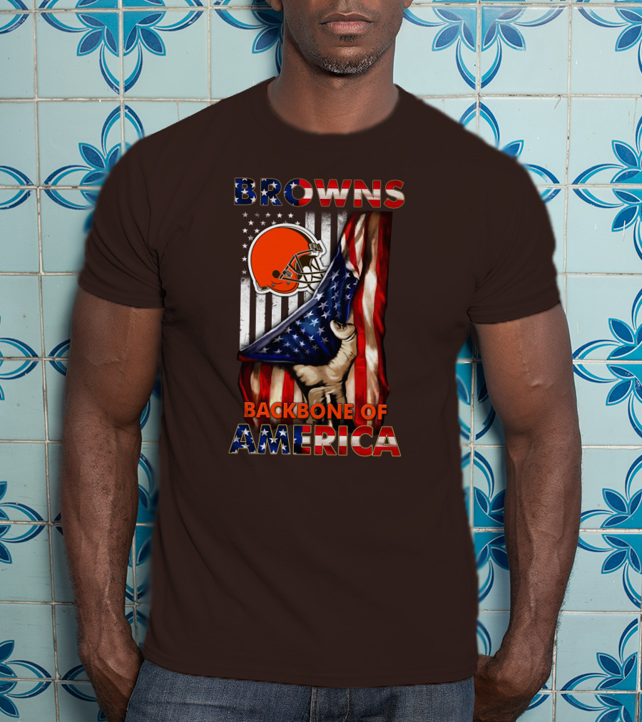 Browns Backbone Of America Cleveland Browns American Flag T-Shirt
