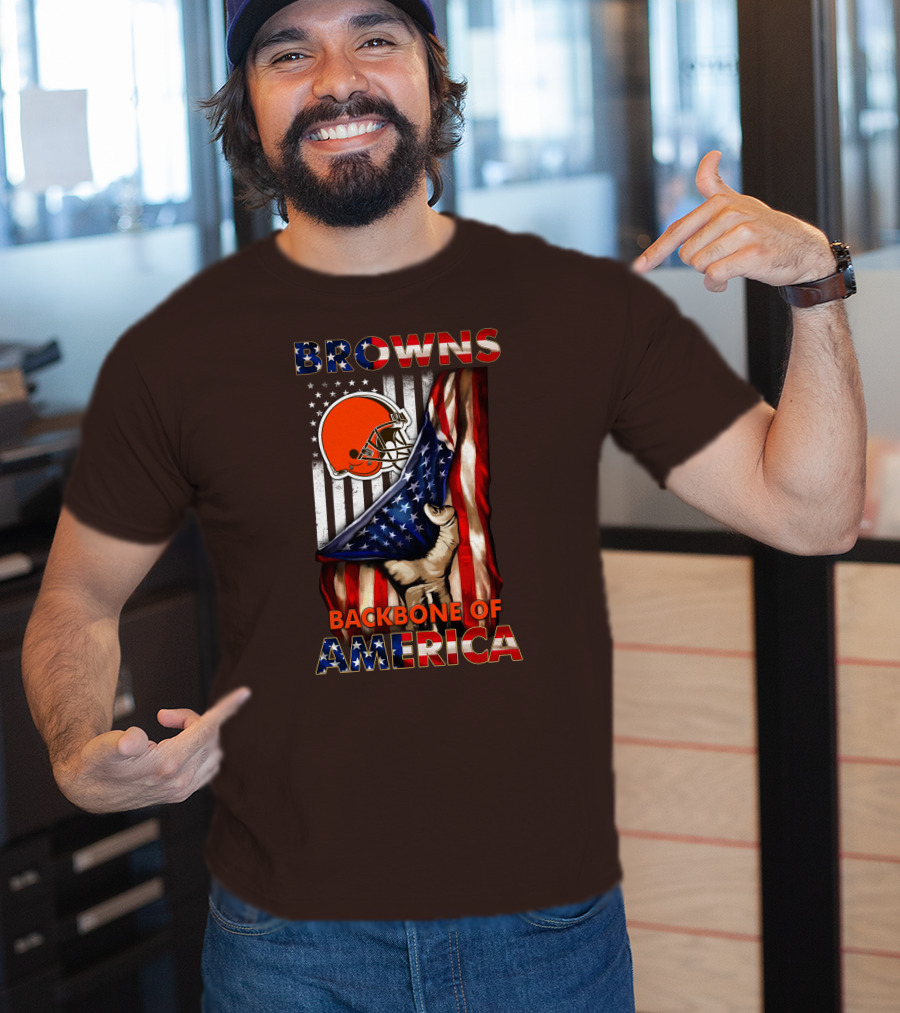 Browns Backbone Of America Cleveland Browns American Flag T-Shirt