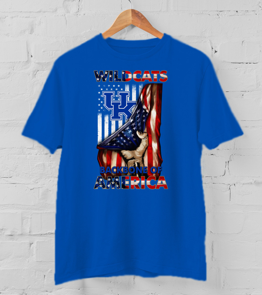 Kentucky Wildcats America Backbone Stars And Stripes Flag T-Shirt
