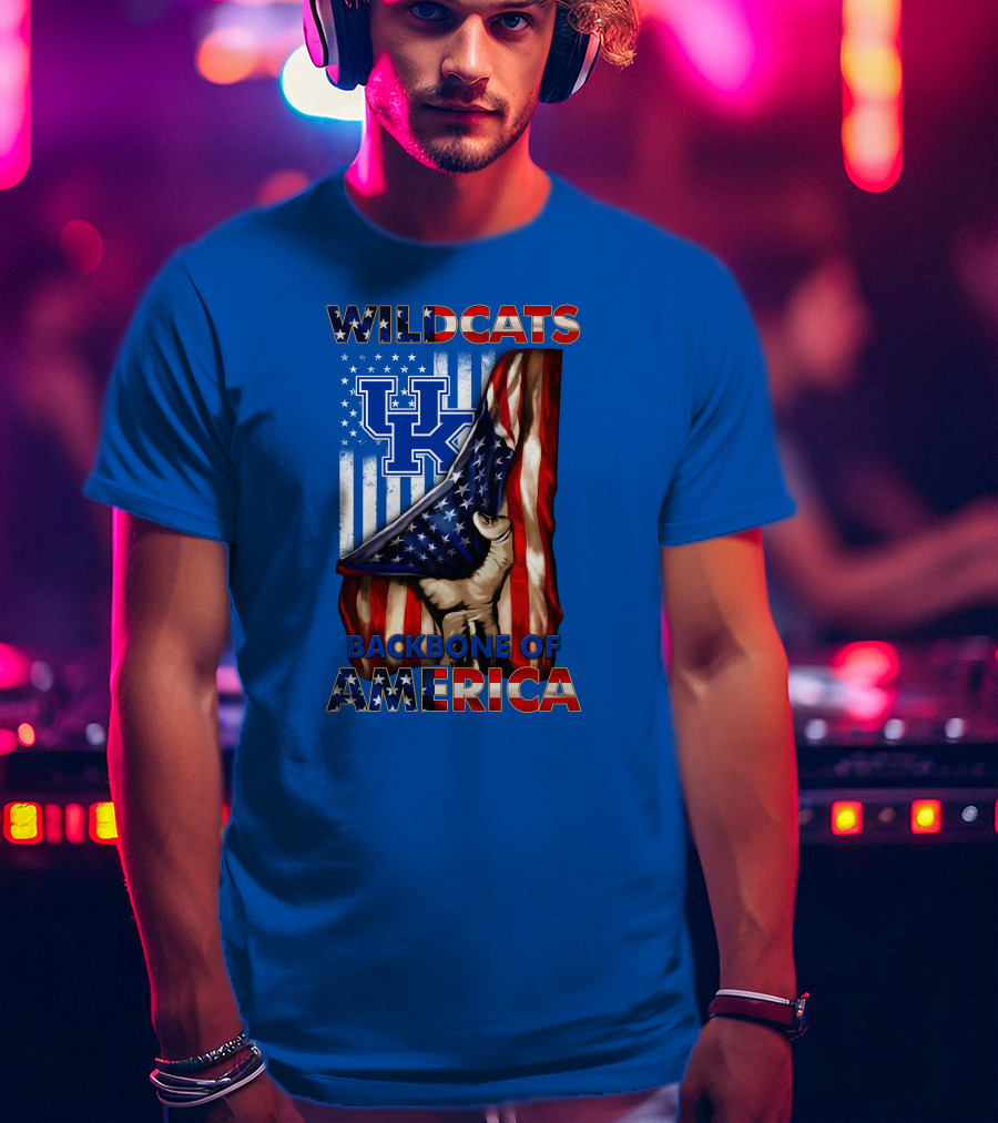 Kentucky Wildcats America Backbone Stars And Stripes Flag T-Shirt
