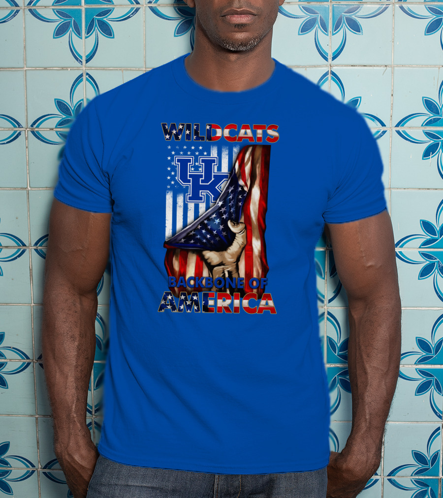 Kentucky Wildcats America Backbone Stars And Stripes Flag T-Shirt