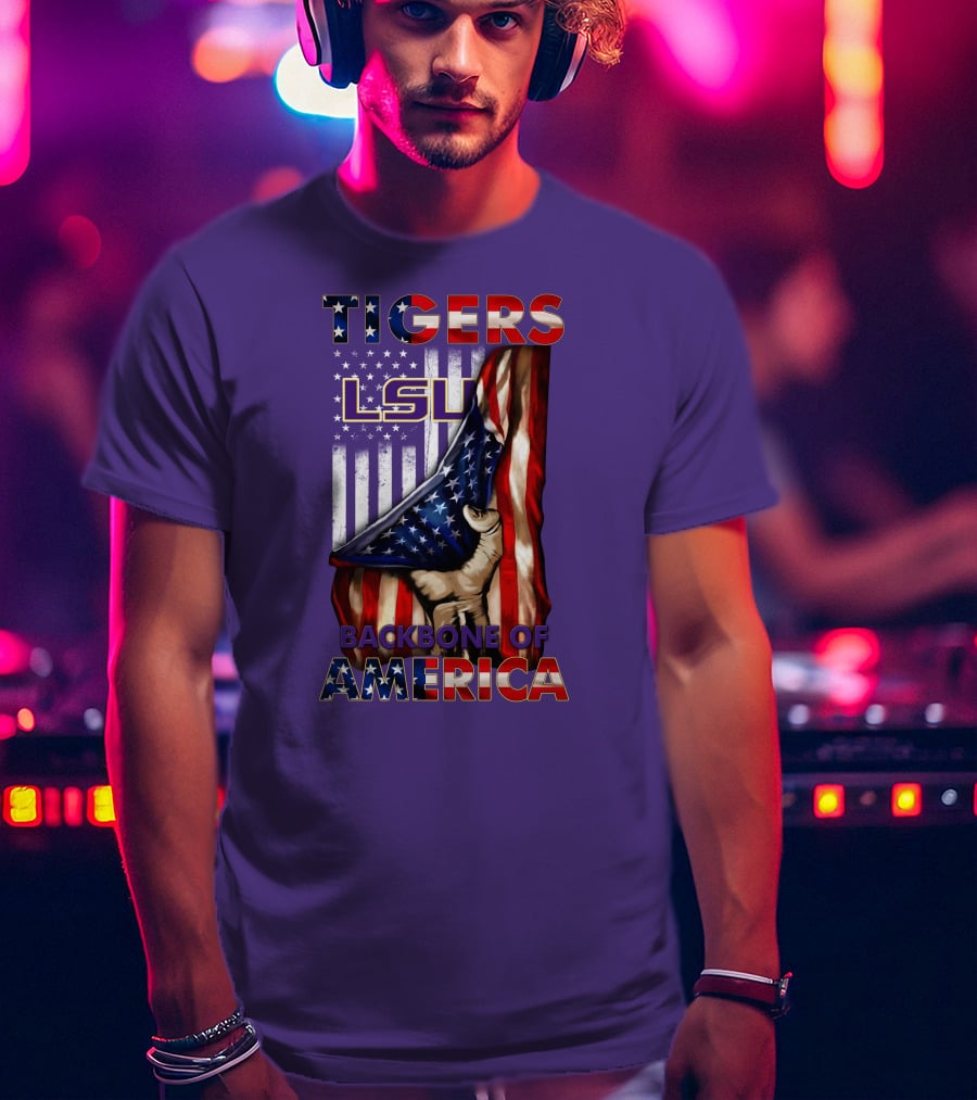 Lsu Tigers Backbone Of America Usa Flag T-Shirt