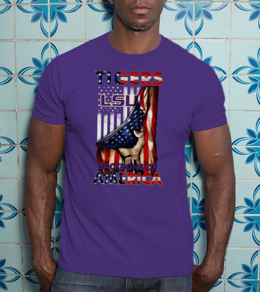 Lsu Tigers Backbone Of America Usa Flag T-Shirt
