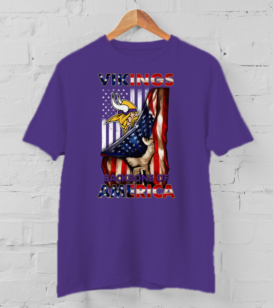Vikings Backbone Of America Flag And Helmet T-Shirt