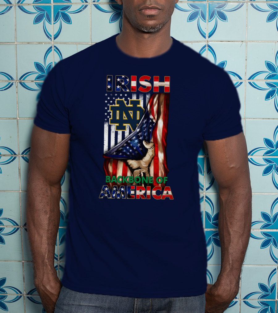 Notre Dame Fighting Irish Nd Logo Backbone Of America Flag T-Shirt