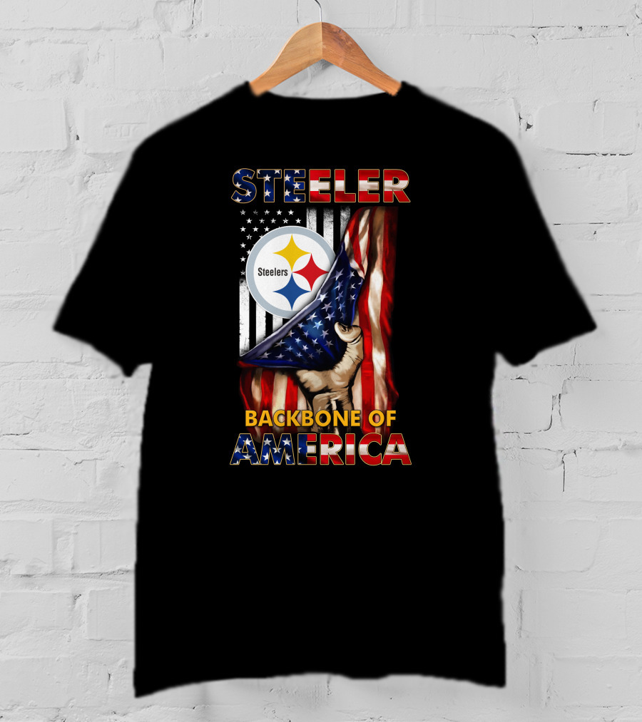 Steelers Backbone Of America American Flag Football Fan Pride T-Shirt