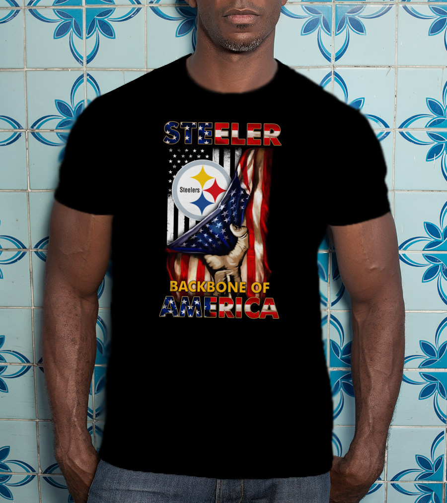 Steelers Backbone Of America American Flag Football Fan Pride T-Shirt