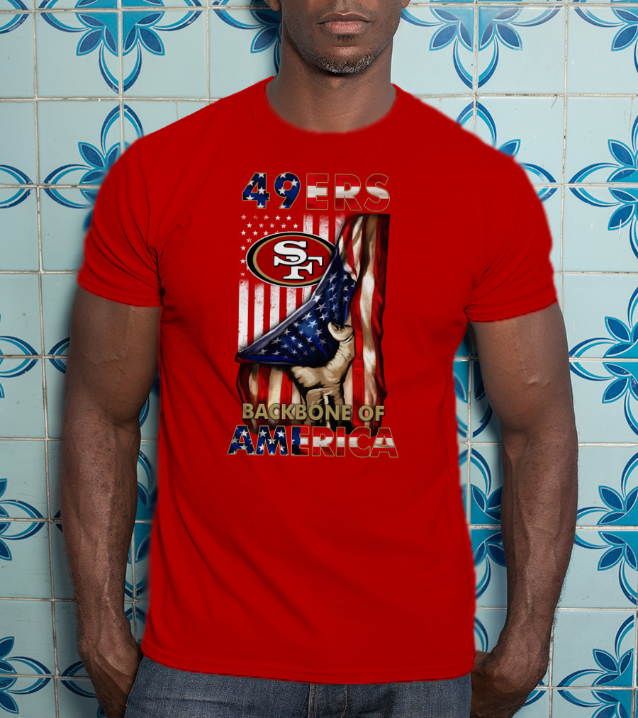 49ers Sf American Flag Backbone Of America T-Shirt