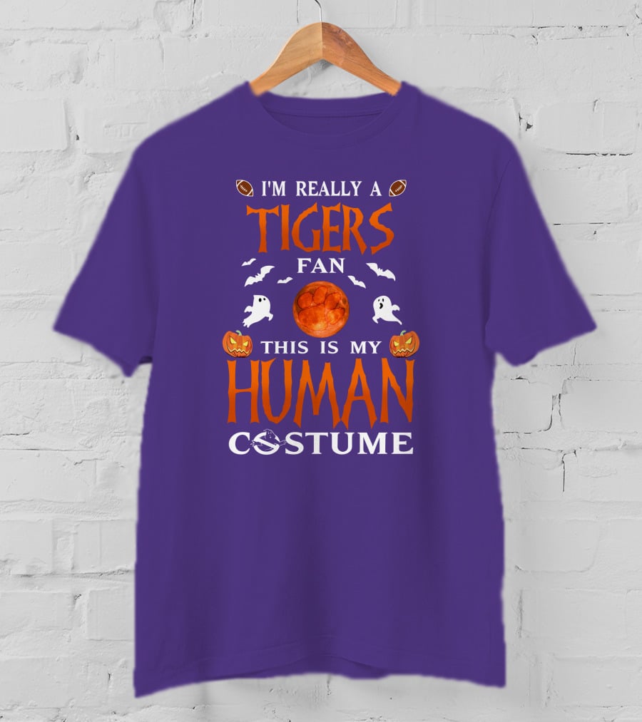 I'm Really A Clemson Tigers Fan This Is My Human Costume T-Shirt