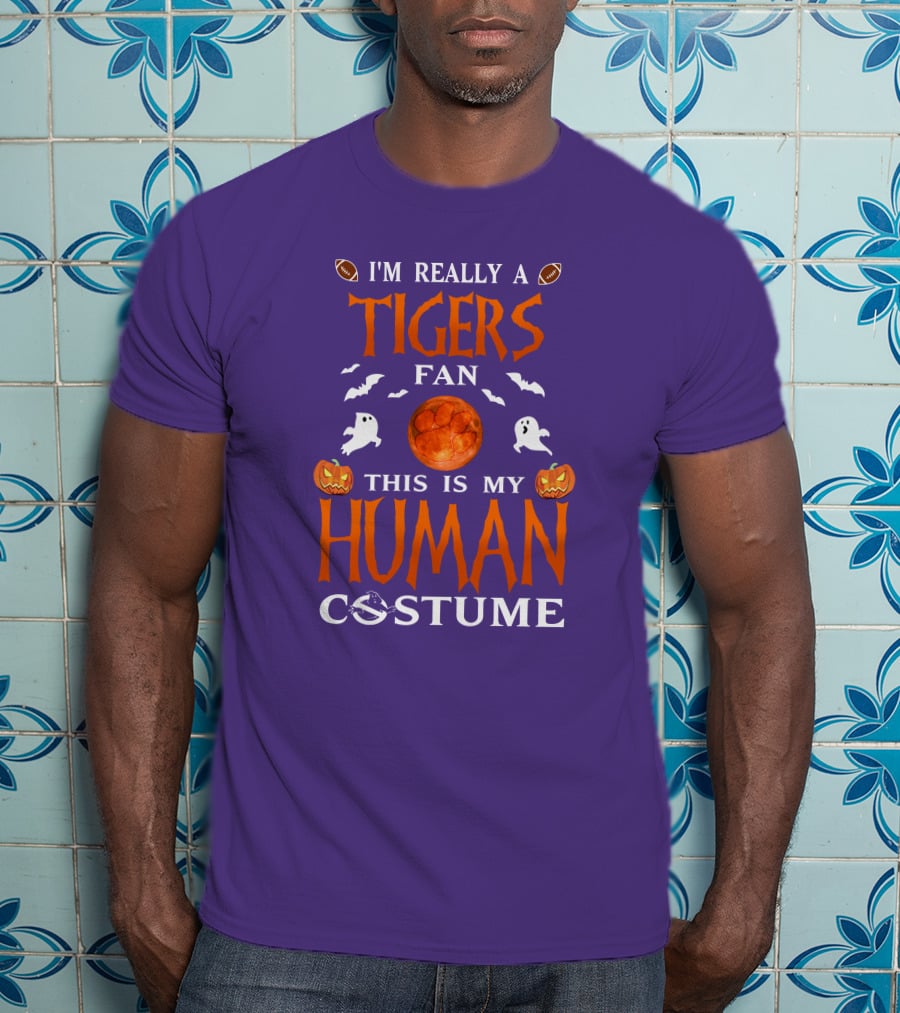 I'm Really A Clemson Tigers Fan This Is My Human Costume T-Shirt