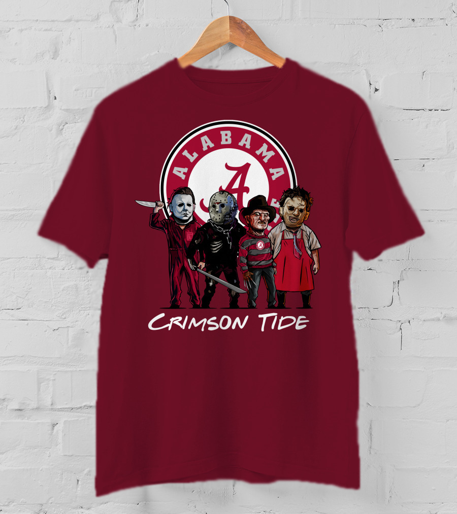 Alabama Crimson Tide Halloween The Slasher Squad Teams Freddy Jason Michael Myers T-Shirt