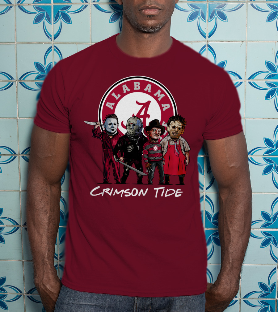 Alabama Crimson Tide Halloween The Slasher Squad Teams Freddy Jason Michael Myers T-Shirt