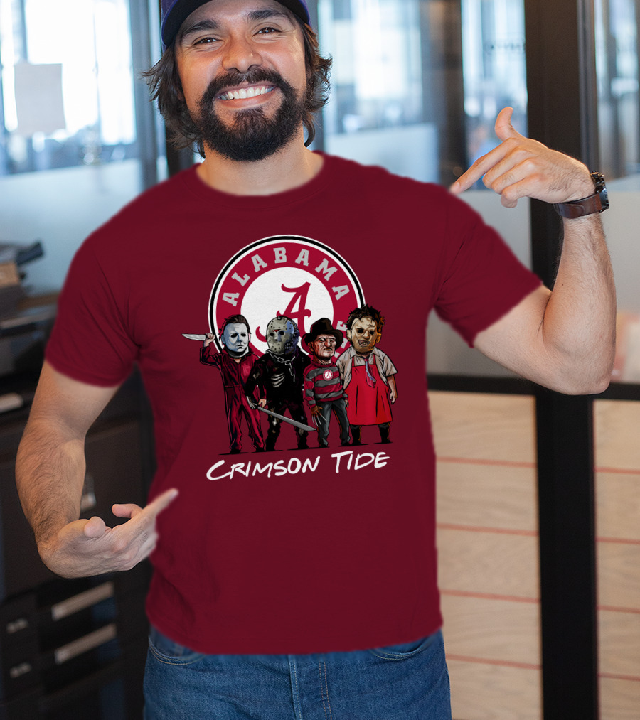 Alabama Crimson Tide Halloween The Slasher Squad Teams Freddy Jason Michael Myers T-Shirt