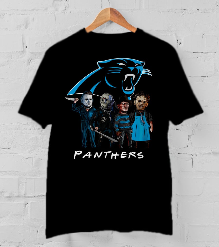 Carolina Panthers Halloween Featuring Iconic Slasher Squad Team T-Shirt