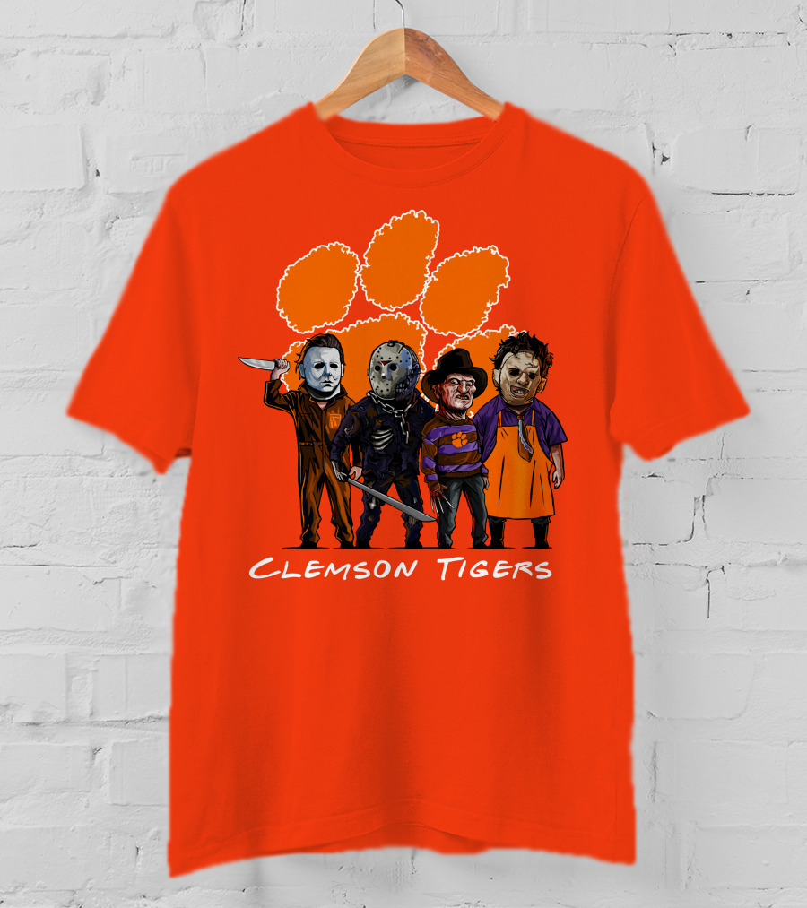 Clemson Tigers Halloween Slasher Squad Horror Characters T-Shirt