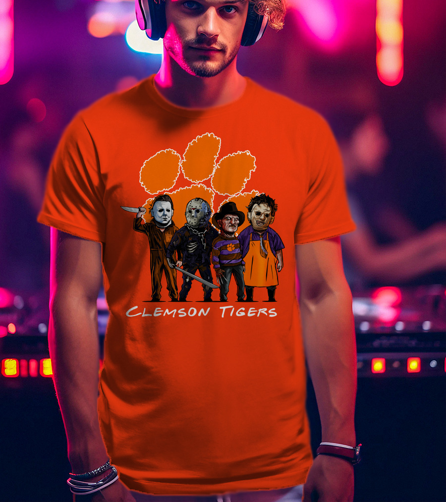 Clemson Tigers Halloween Slasher Squad Horror Characters T-Shirt
