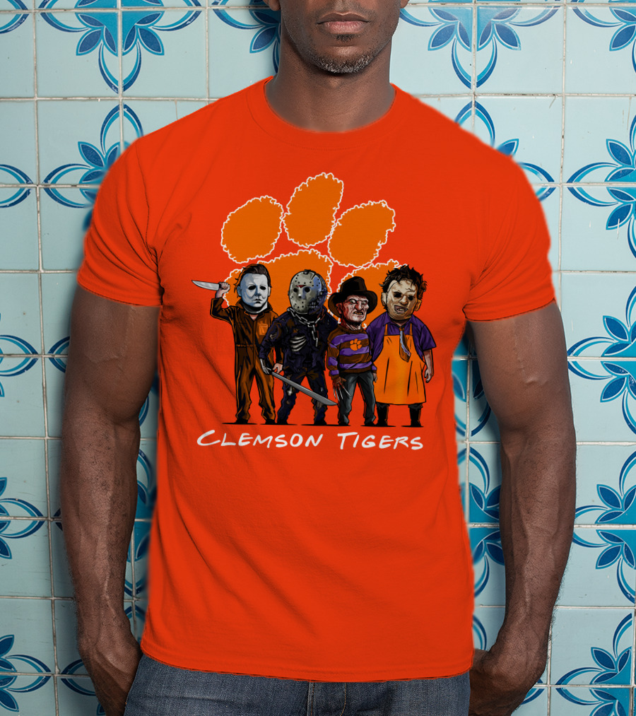 Clemson Tigers Halloween Slasher Squad Horror Characters T-Shirt