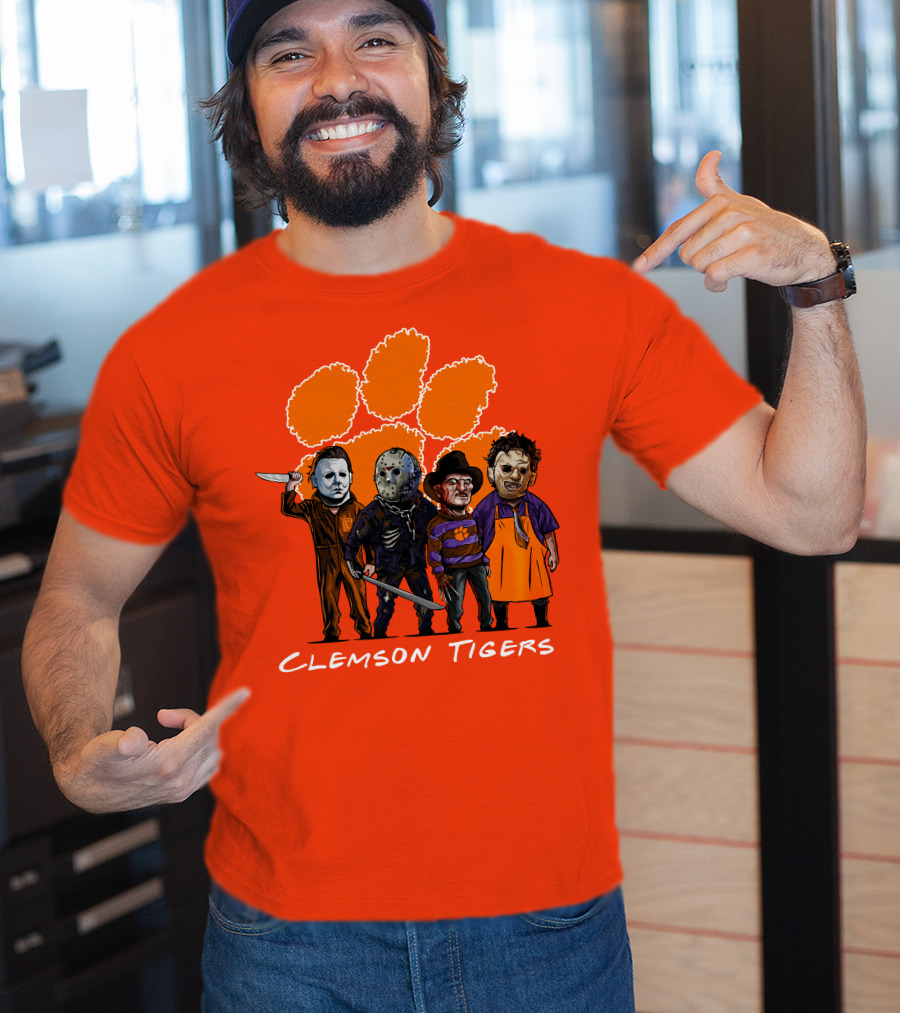 Clemson Tigers Halloween Slasher Squad Horror Characters T-Shirt