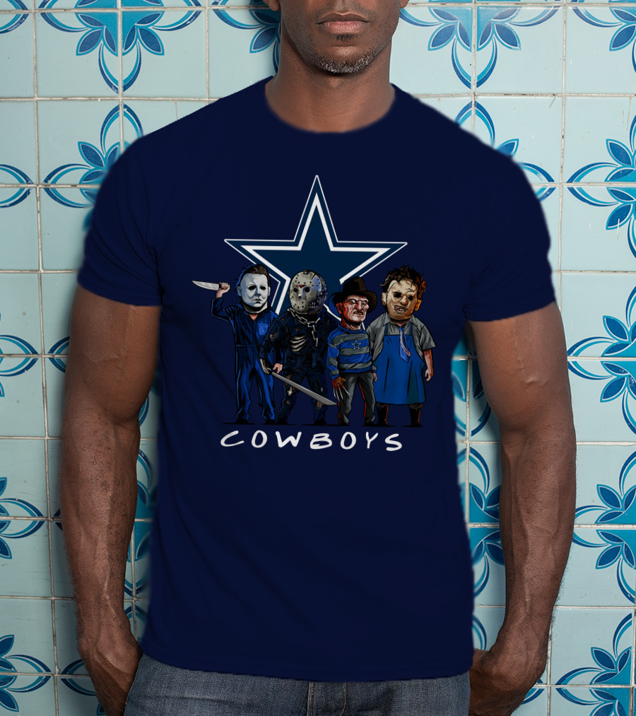 Dallas Cowboys Halloween Slasher Squad Iconic Horror Characters T-Shirt