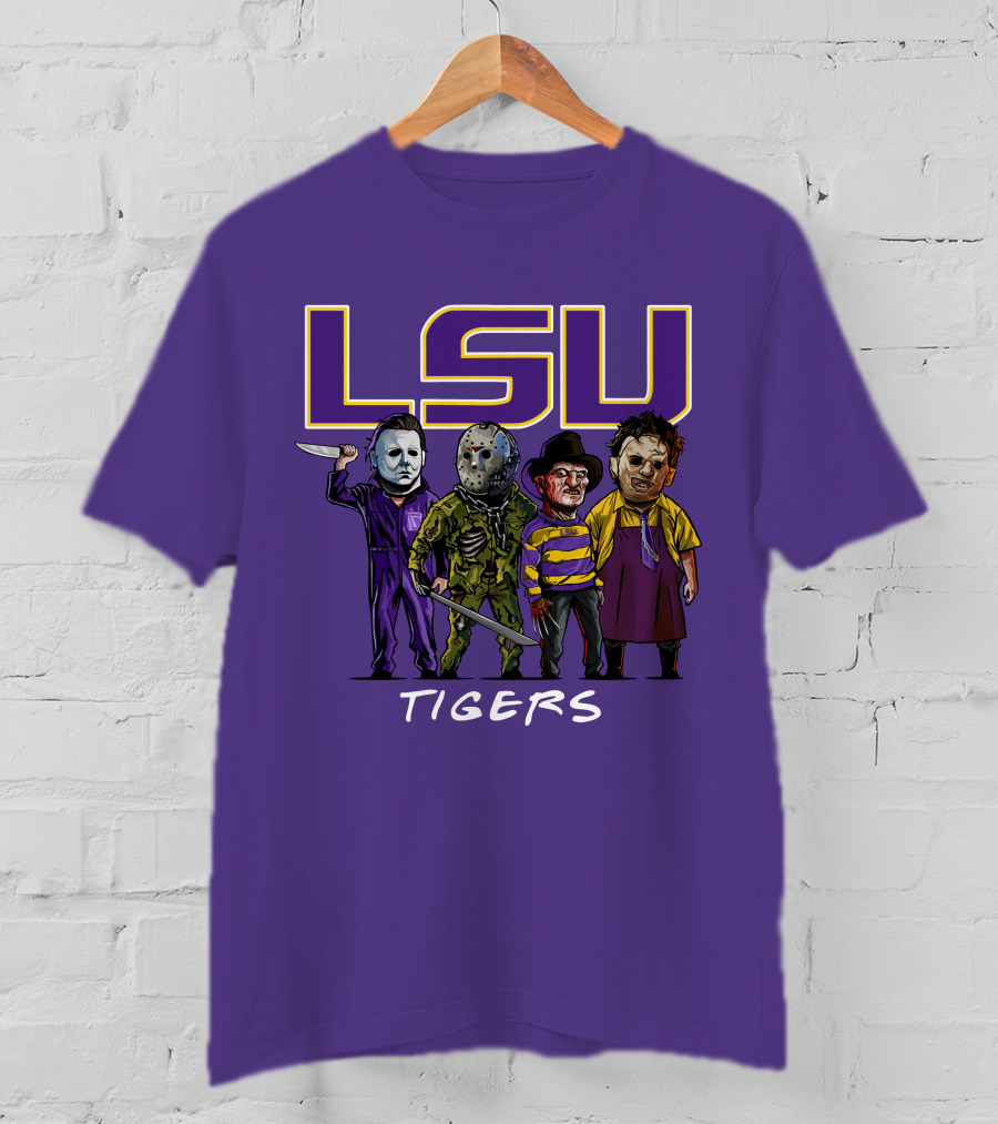 LSU Tigers Halloween The Slasher Squad Teams Horror Characters T-Shirt