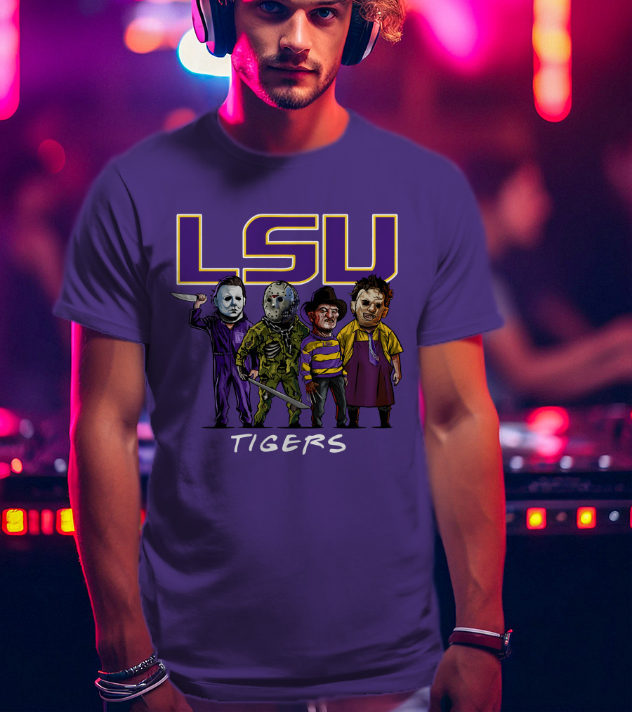 LSU Tigers Halloween The Slasher Squad Teams Horror Characters T-Shirt