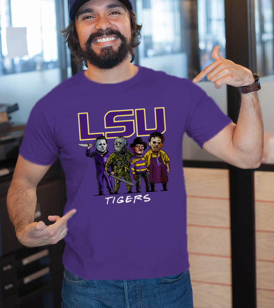 LSU Tigers Halloween The Slasher Squad Teams Horror Characters T-Shirt