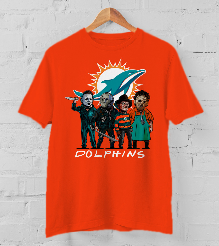 Miami Dolphins Halloween The Slasher Squad Teams Horror Characters T-Shirt