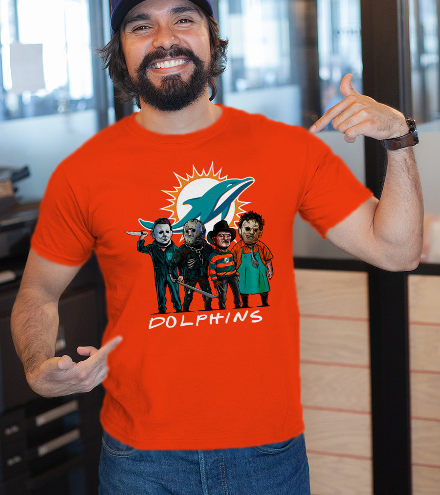 Miami Dolphins Halloween The Slasher Squad Teams Horror Characters T-Shirt