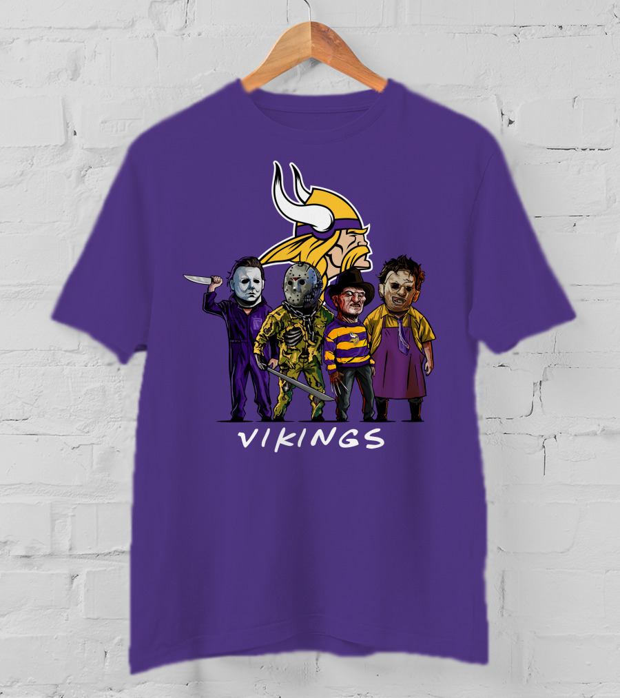 Minnesota Vikings Halloween Horror Icons Team Squad T-Shirt
