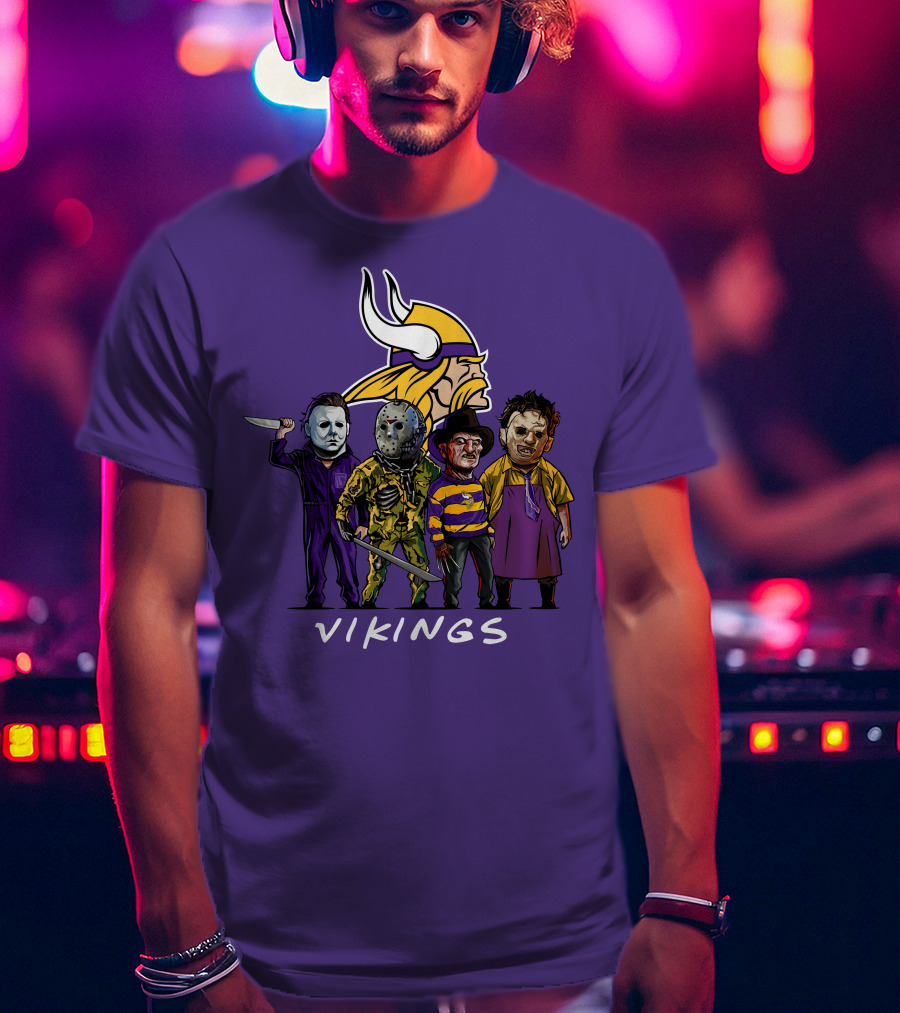 Minnesota Vikings Halloween Horror Icons Team Squad T-Shirt
