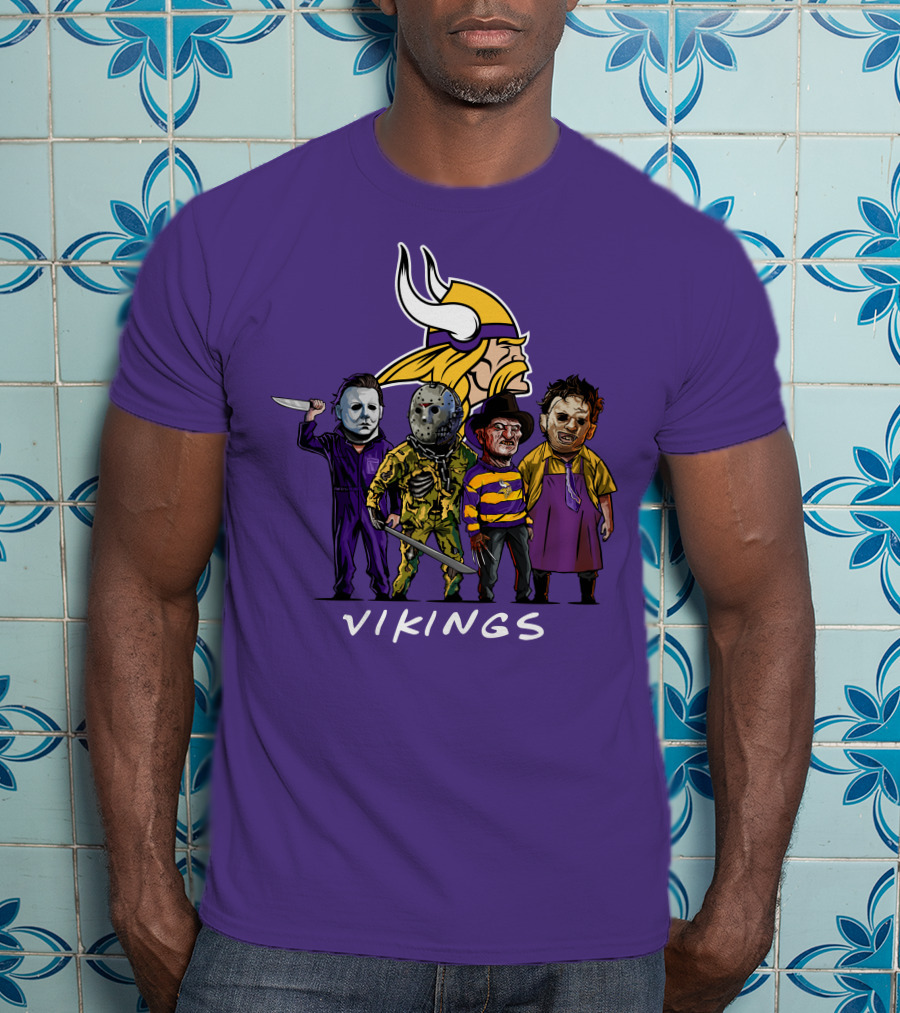 Minnesota Vikings Halloween Horror Icons Team Squad T-Shirt