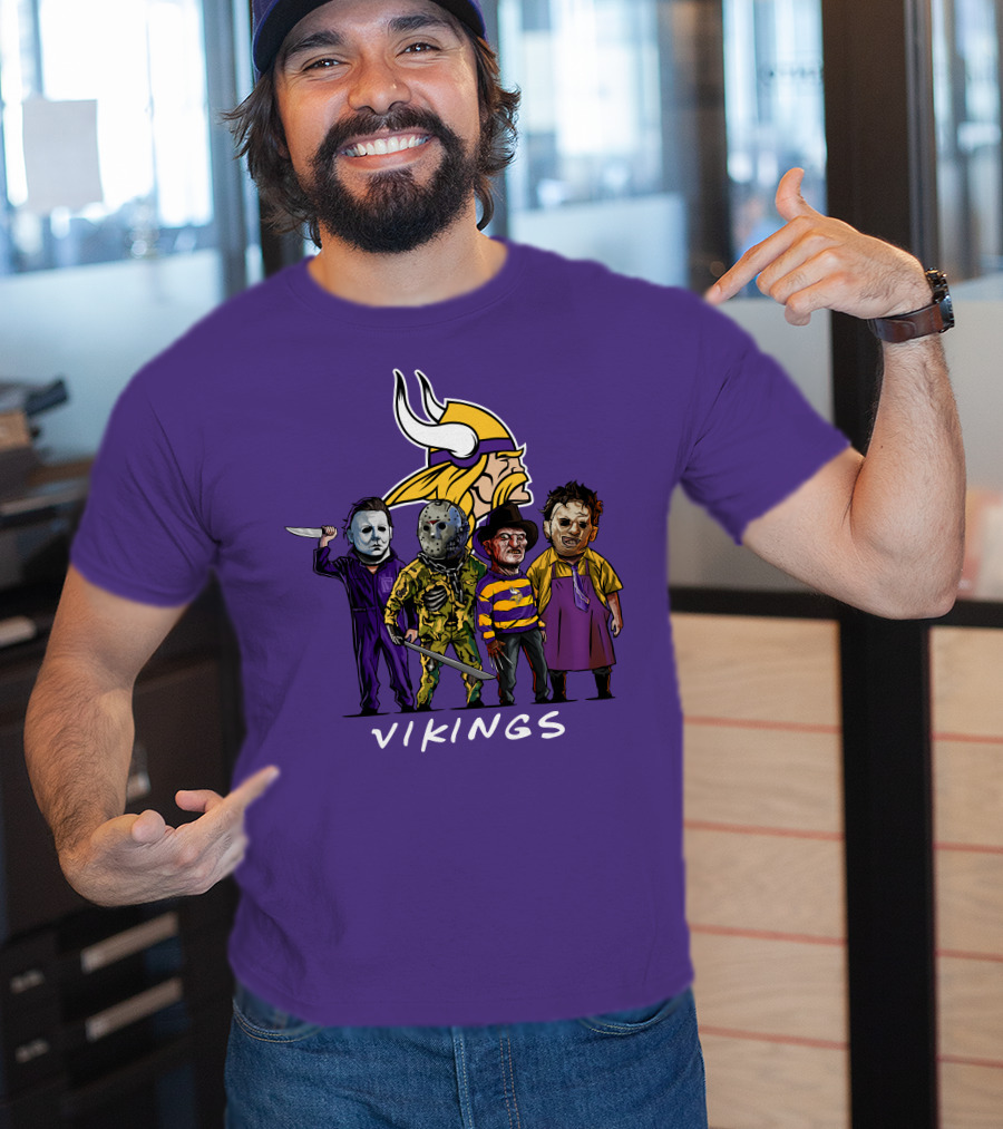 Minnesota Vikings Halloween Horror Icons Team Squad T-Shirt
