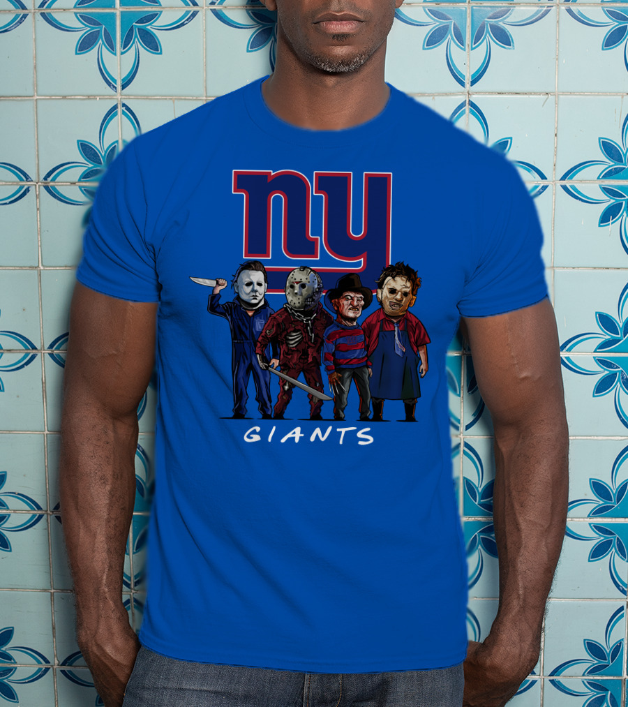 New York Giants Halloween Slasher Squad With Iconic Horror Characters T-Shirt