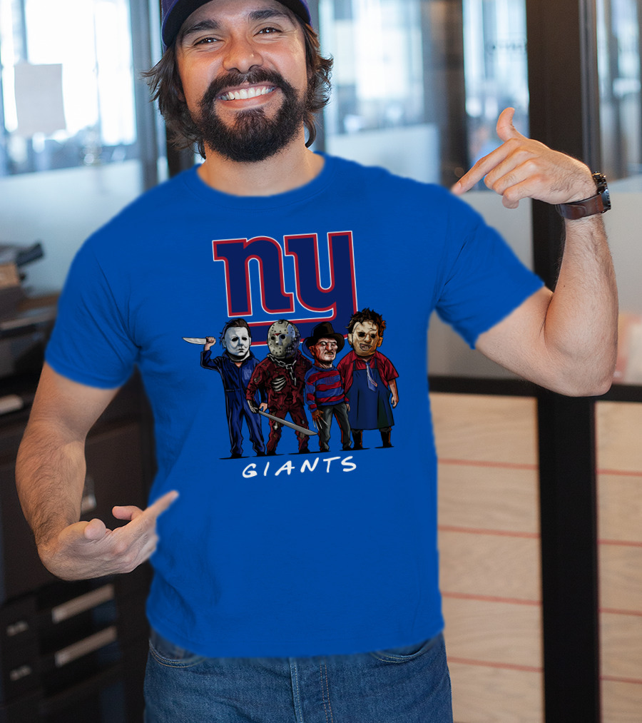 New York Giants Halloween Slasher Squad With Iconic Horror Characters T-Shirt