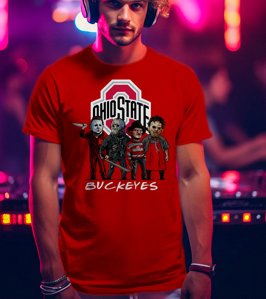 Ohio State Buckeyes Halloween The Slasher Squad Teams Horror Icons T-Shirt