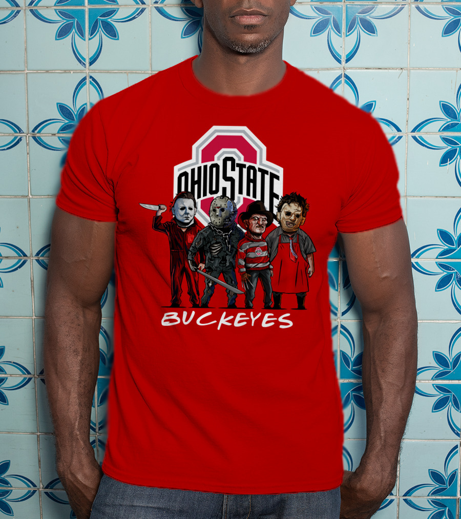 Ohio State Buckeyes Halloween The Slasher Squad Teams Horror Icons T-Shirt
