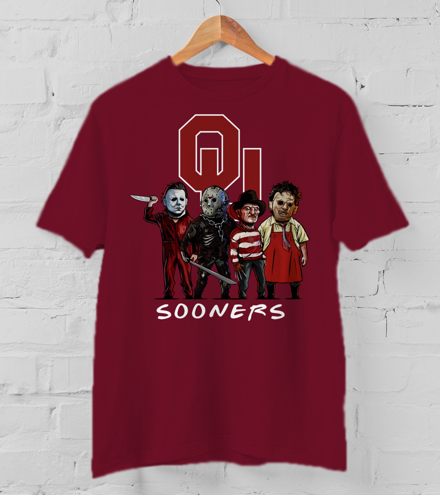 Oklahoma Sooners Halloween Slasher Squad Horror Icons T-Shirt