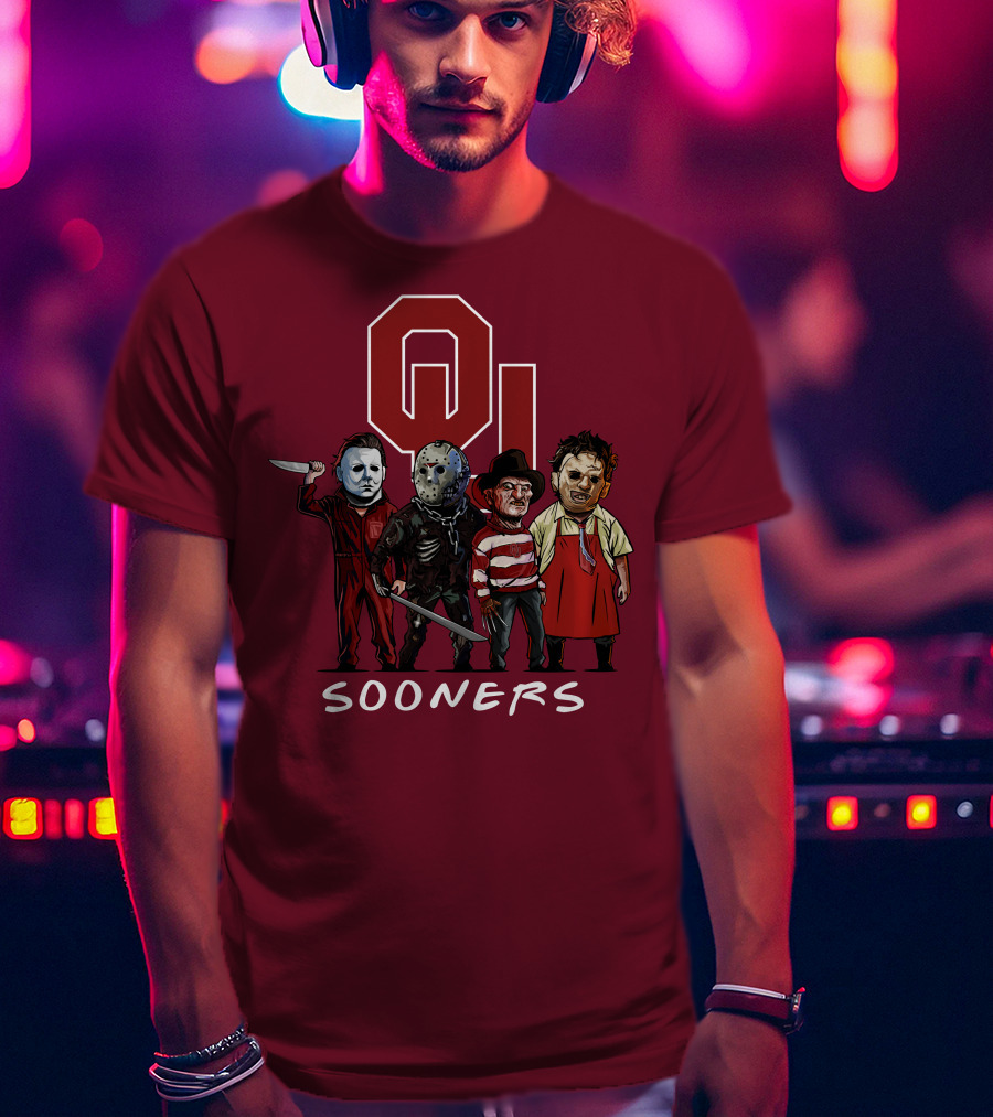 Oklahoma Sooners Halloween Slasher Squad Horror Icons T-Shirt