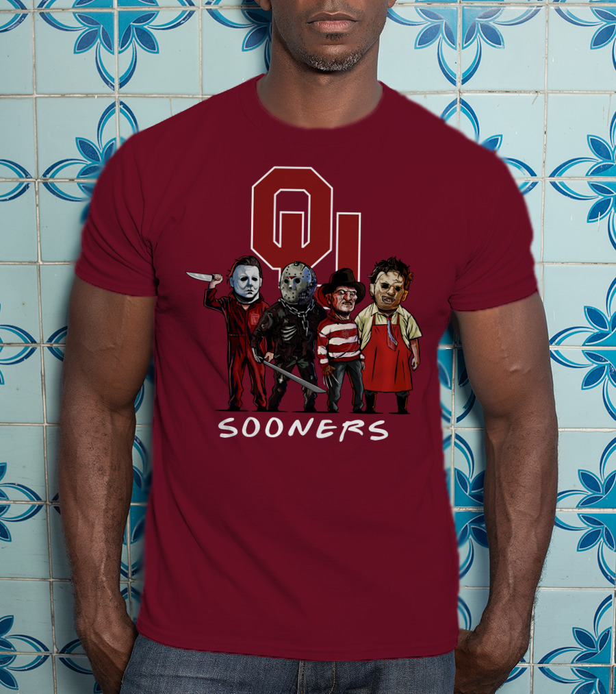 Oklahoma Sooners Halloween Slasher Squad Horror Icons T-Shirt