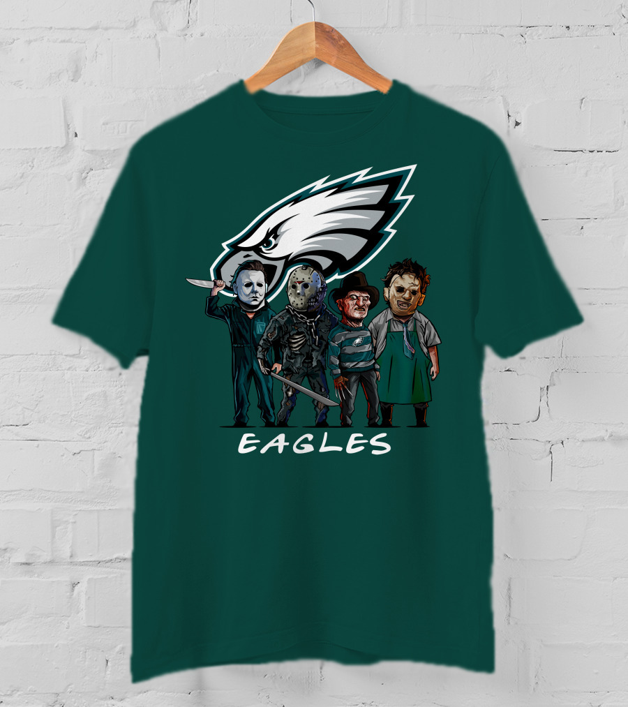 Philadelphia Eagles Halloween The Slasher Squad Horror Team Characters T-Shirt