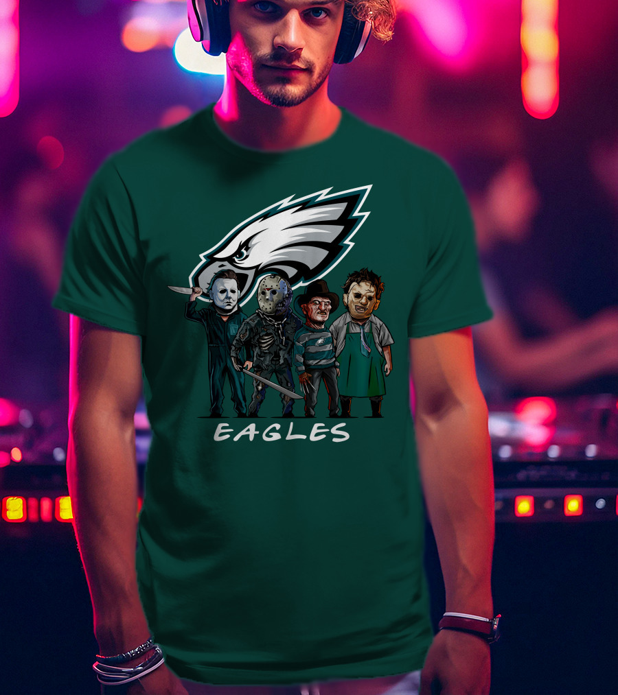 Philadelphia Eagles Halloween The Slasher Squad Horror Team Characters T-Shirt