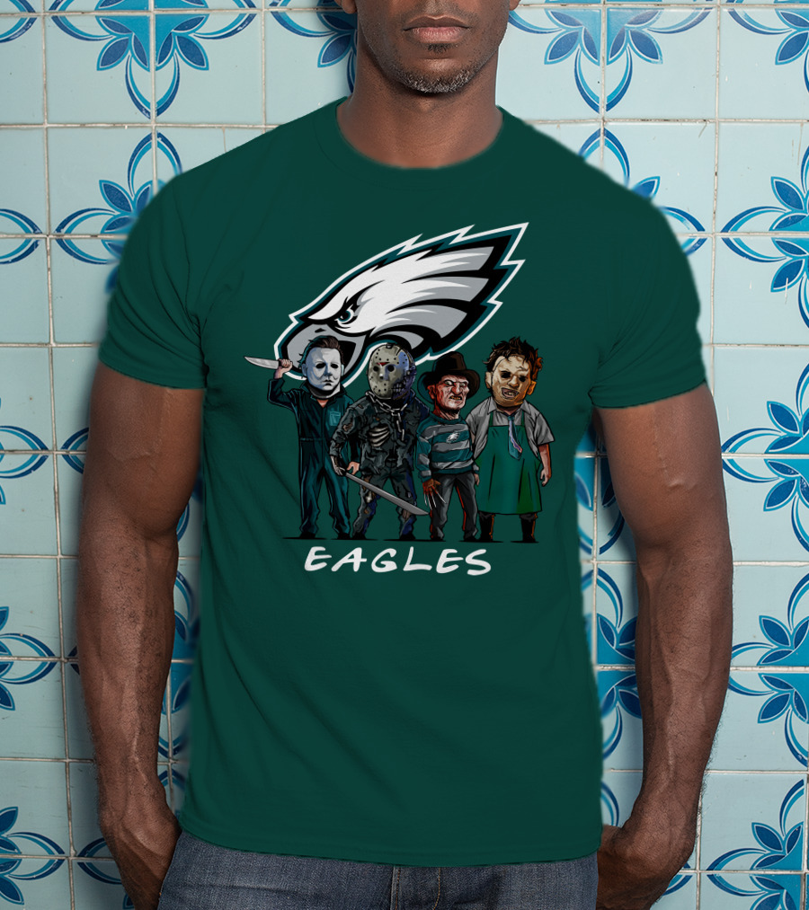 Philadelphia Eagles Halloween The Slasher Squad Horror Team Characters T-Shirt