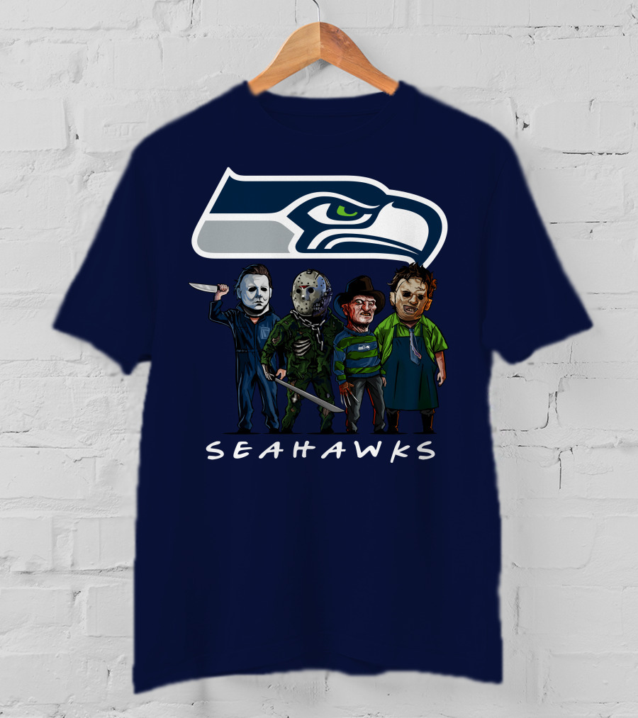 Seattle Seahawks Halloween The Slasher Squad Teams Horror Characters T-Shirt